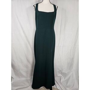 BHLDN Dark Green Size 16 Square Neck Maxi Side Slit Sleeveless Formal Dress Gown